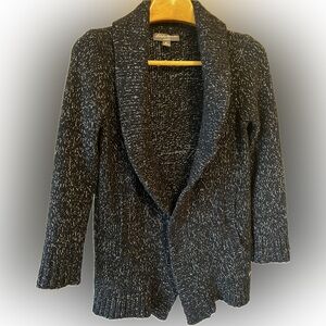 WOMENS EDDIE BAUER LOUNGE MARLED BLACK COWL NECK PULLOVER SWEATER CHUNKY KNIT M